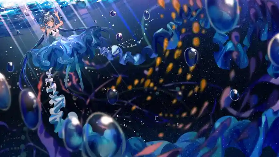 3k光影壁纸-插画 - 气泡-蓝色「哲风壁纸」