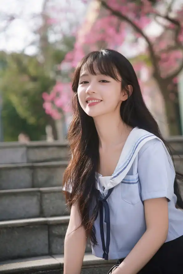 4k学生壁纸 - 少女 - 校园 - 樱花「哲风壁纸」