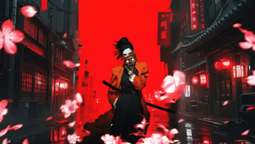 4k壁纸壁纸-插画 - 樱花-武士「哲风壁纸」
