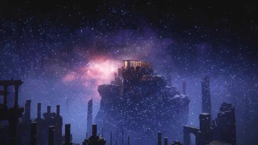 4k夜晚壁纸-夜空 - 废墟-星云「哲风壁纸」