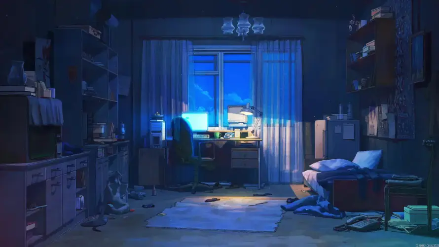 2k书房壁纸-书桌 - 夜晚-室内「哲风壁纸」