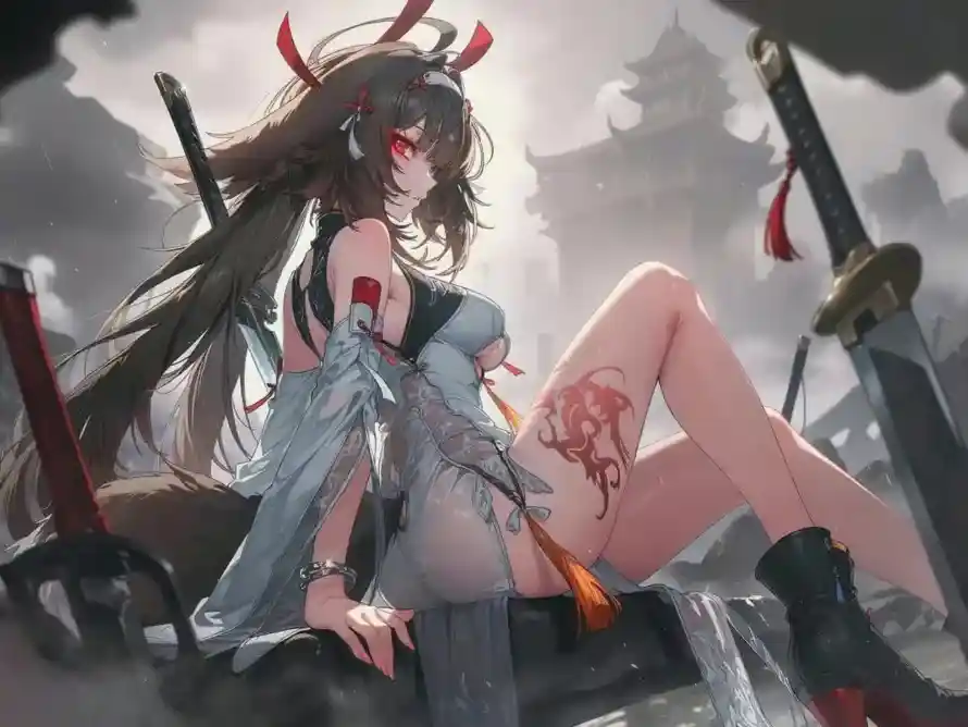 2k云雾壁纸-武侠 - 纹身-长刀「哲风壁纸」