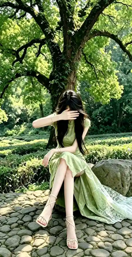 4k凉鞋壁纸 - 大树 - 少女 - 户外「哲风壁纸」