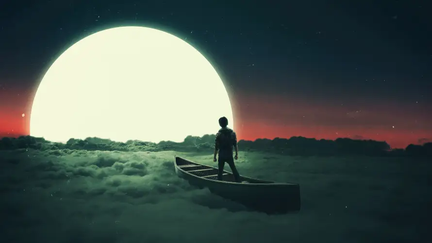 4k云海壁纸-场景 - 夜空-月亮「哲风壁纸」