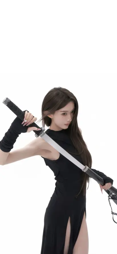 4k持剑壁纸 - 美女 - 长发 - 露肩「哲风壁纸」