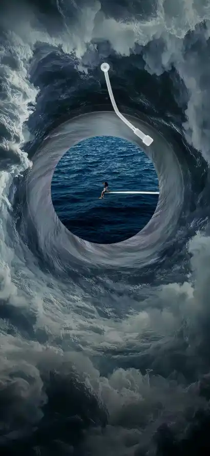 4k小人壁纸 - 洞穴 - 海洋 - 海浪「哲风壁纸」