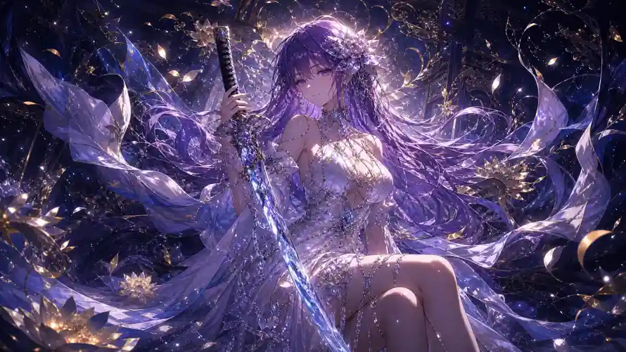 2k佩剑壁纸-少女 - 星光-梦幻「哲风壁纸」