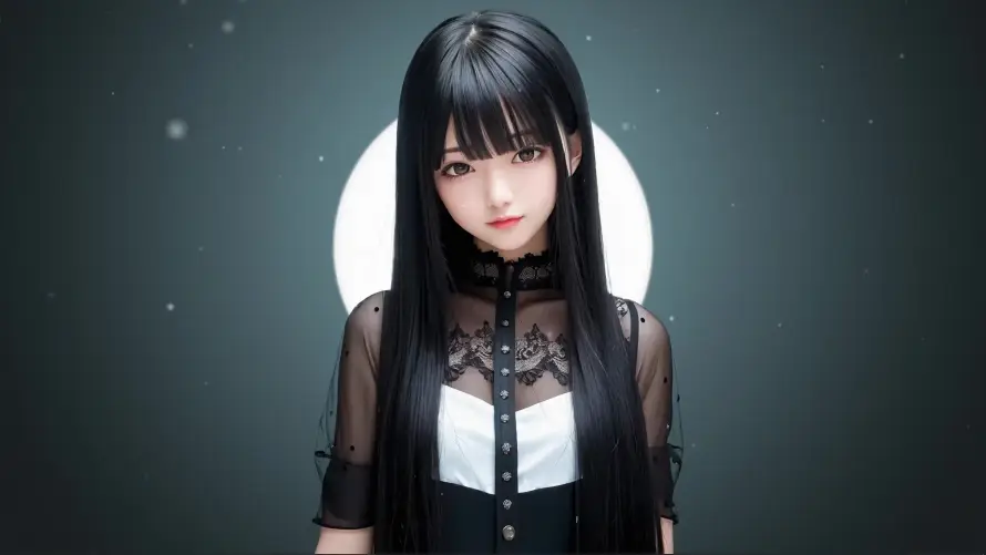 4k可爱壁纸-女孩 - 月亮-蕾丝「哲风壁纸」
