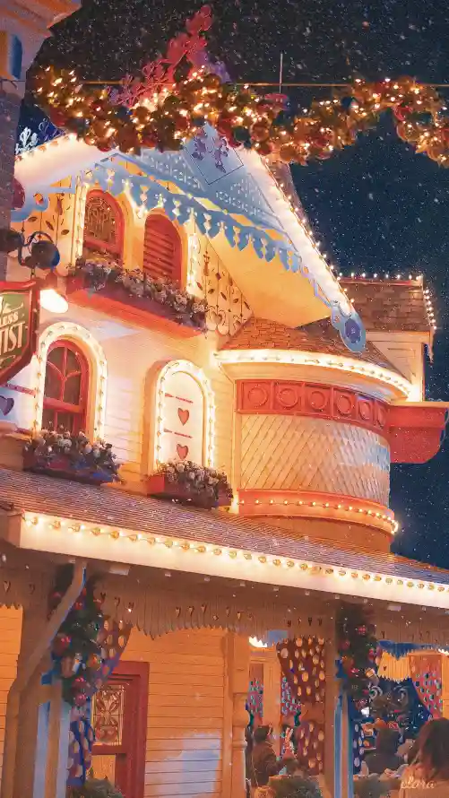 4k冬日壁纸 - 夜景 - 小屋 - 暖光「哲风壁纸」