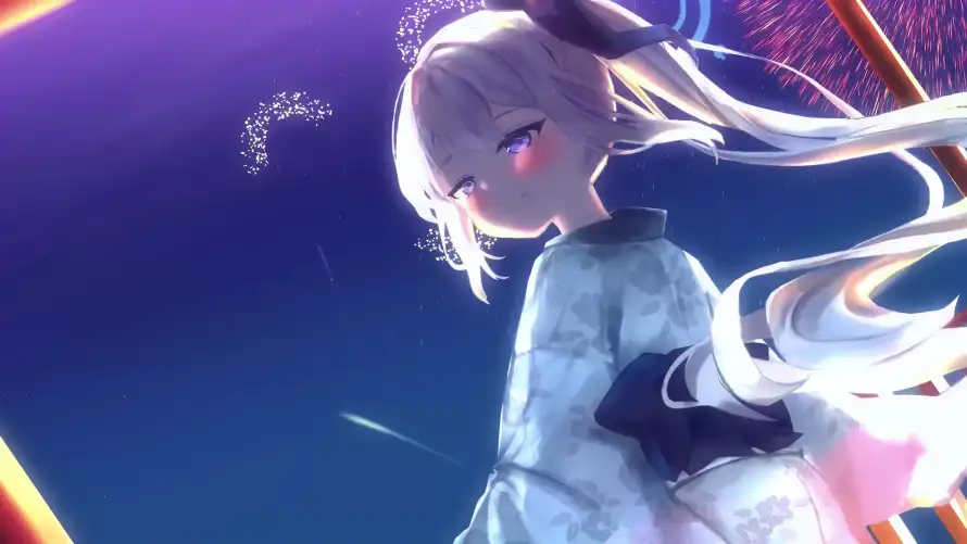 4k光环壁纸-和服 - 夜空-少女「哲风壁纸」
