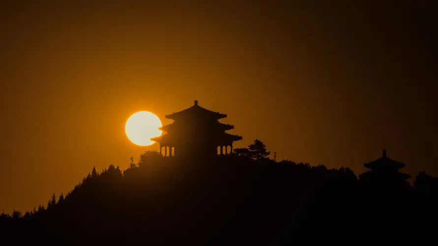 4k剪影壁纸-夕阳 - 山峦-山顶「哲风壁纸」