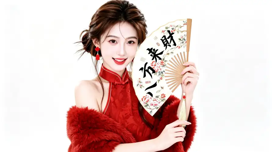 3k喜庆壁纸-图片 - 好看-折扇「哲风壁纸」