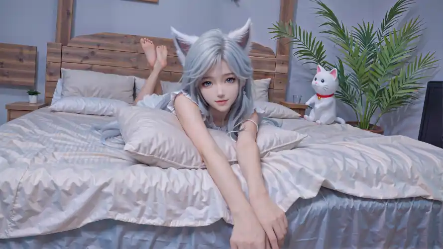 4k兽耳壁纸-床 - 卧室-少女「哲风壁纸」