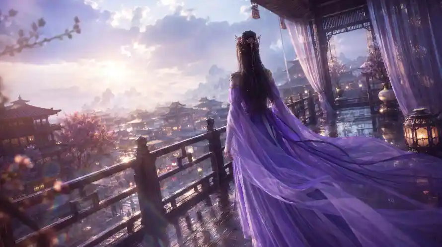 6k古装壁纸-古风 - 桃花-眺望「哲风壁纸」