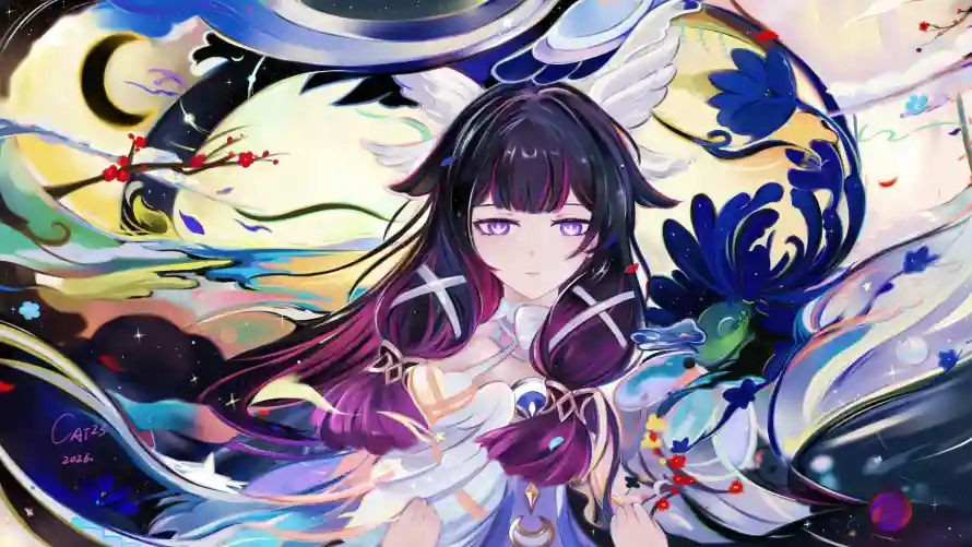 4k原神壁纸-国风 - 少女-月亮「哲风壁纸」