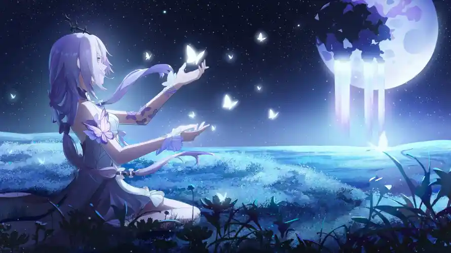 4k发光壁纸-少女 - 插画-海面「哲风壁纸」