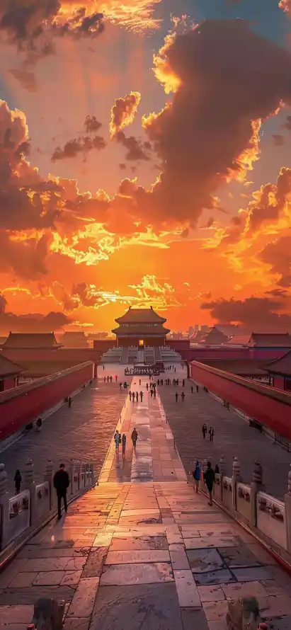 4k北京壁纸 - 故宫 - 晚霞 - 爱国「哲风壁纸」