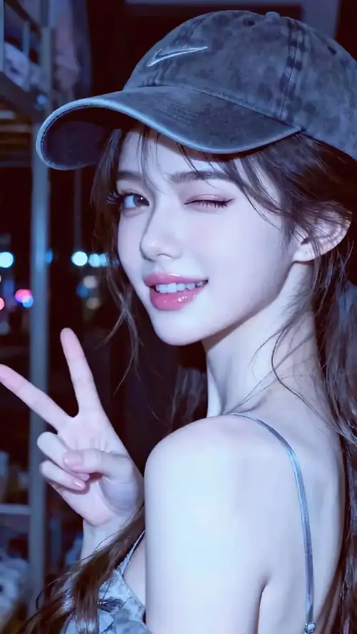 4k吊带壁纸 - 夜景 - 比耶 - 美女「哲风壁纸」