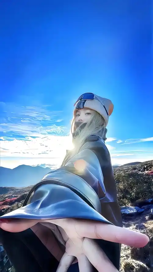 4k伸手壁纸 - 外套 - 女生 - 山景「哲风壁纸」