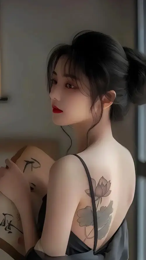 4k室内壁纸 - 红唇 - 美女 - 露背「哲风壁纸」