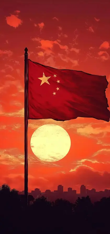 4k国旗壁纸 - 夕阳 - 旗杆 - 日落「哲风壁纸」