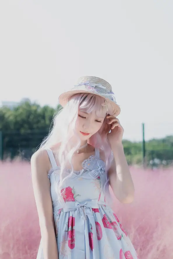 4k少女壁纸 - 户外 - 清新 - 粉发「哲风壁纸」