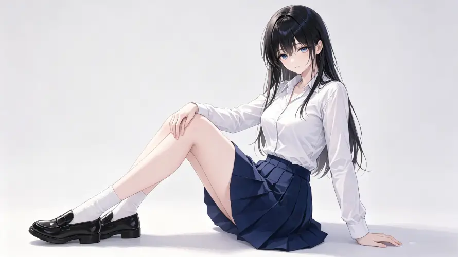 3k图片壁纸-坐姿 - 好看-少女「哲风壁纸」