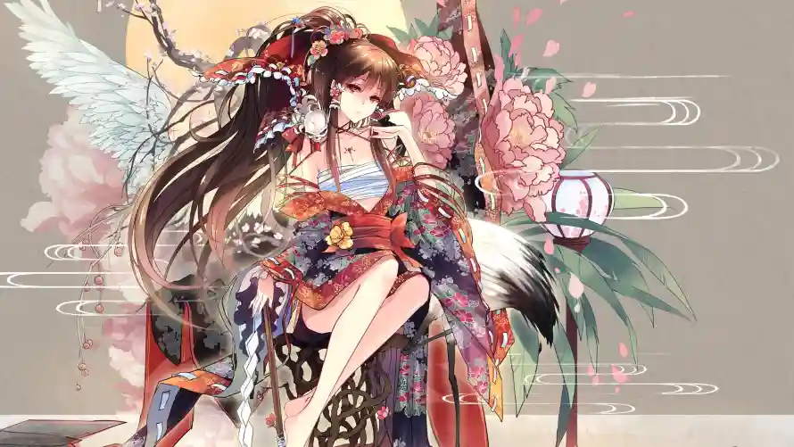 2k仙鹤壁纸-动漫 - 和服-和风「哲风壁纸」