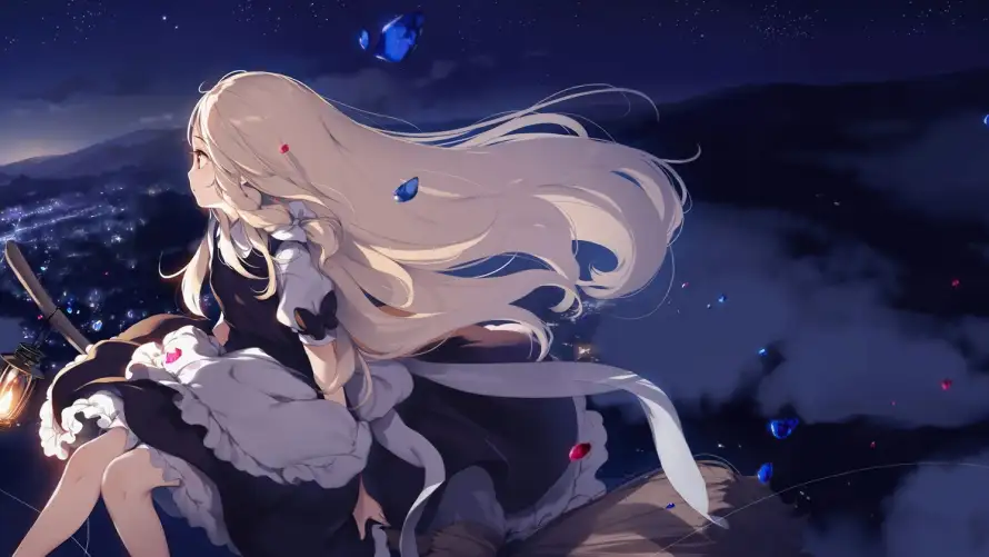 4k动漫壁纸-夜晚 - 少女-金发「哲风壁纸」