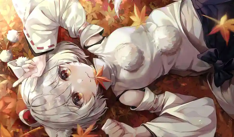 7k兽耳壁纸-动漫 - 少女-枫叶「哲风壁纸」