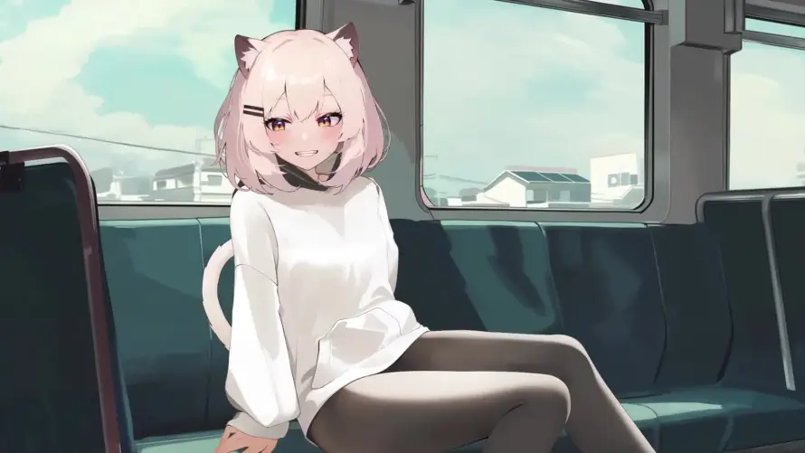2k日系壁纸-猫尾 - 猫耳-短发「哲风壁纸」