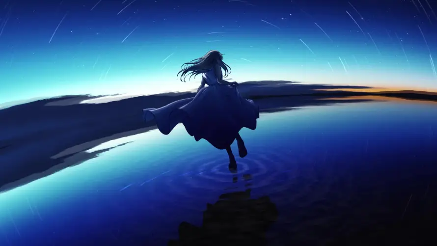 4k剪影壁纸-夜晚 - 岸边-星空「哲风壁纸」