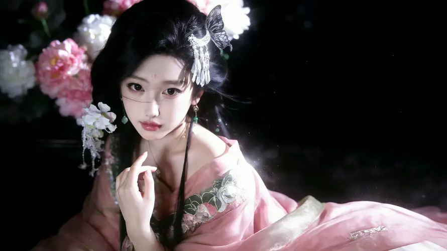 4k古风壁纸 - 汉服 - 黑发 - 花仙子「哲风壁纸」