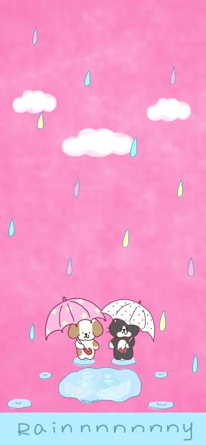 4k下雨壁纸 - 云朵 - 卡通 - 小熊「哲风壁纸」