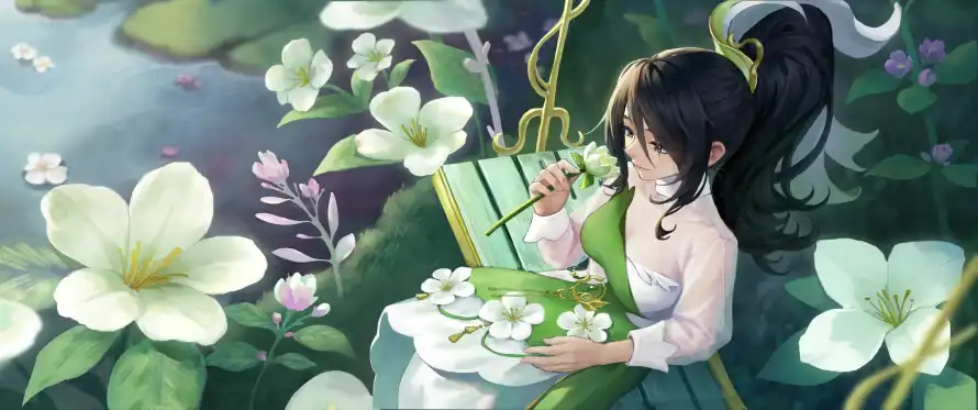 3k国风壁纸-插画 - 水面-花卉「哲风壁纸」