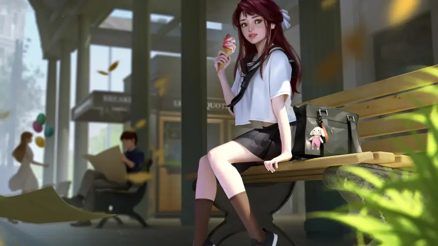 4k学生壁纸-jk - 少女-插画「哲风壁纸」