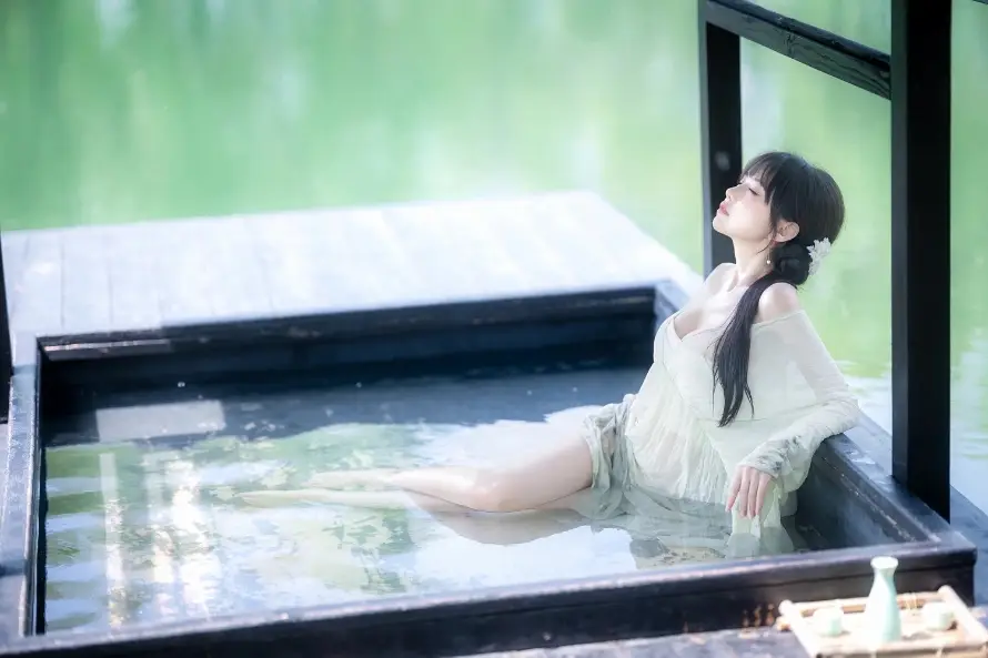 2k休闲壁纸-庭院 - 水池-汉服「哲风壁纸」
