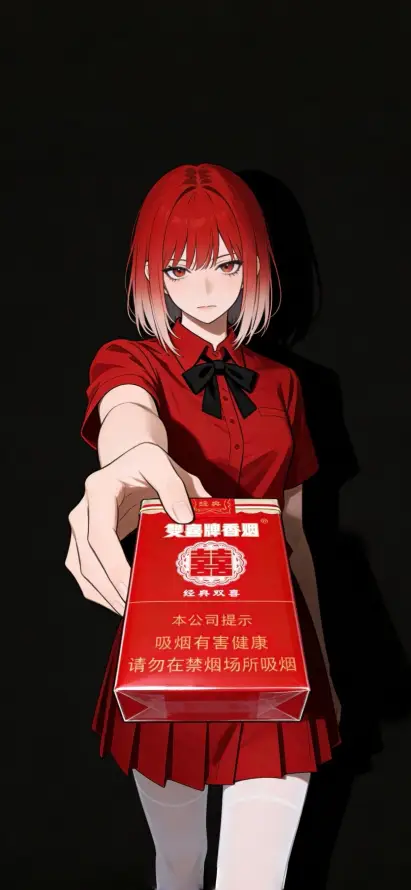 4k动漫壁纸 - 抽烟 - 烟盒 - 白丝「哲风壁纸」
