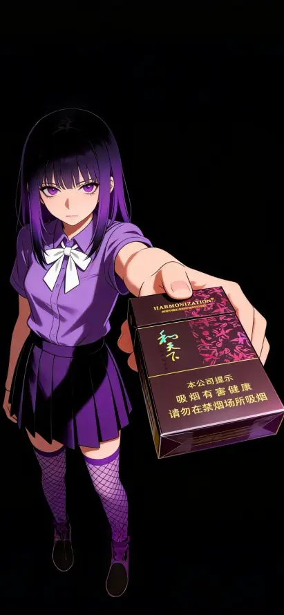 4k动漫壁纸 - 发烟 - 少女 - 烟盒「哲风壁纸」