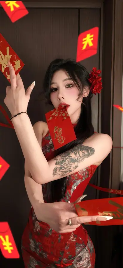 4k女性壁纸 - 新年 - 旗袍 - 红包「哲风壁纸」
