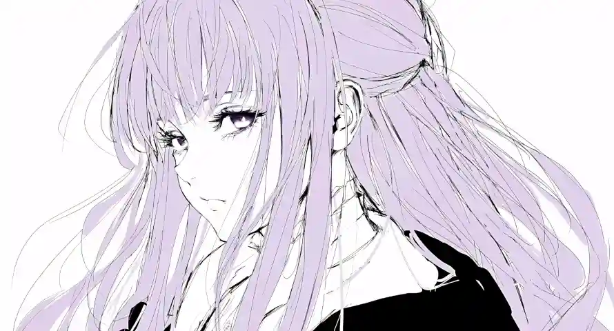 2k冷艳壁纸-少女 - 插画-线稿「哲风壁纸」