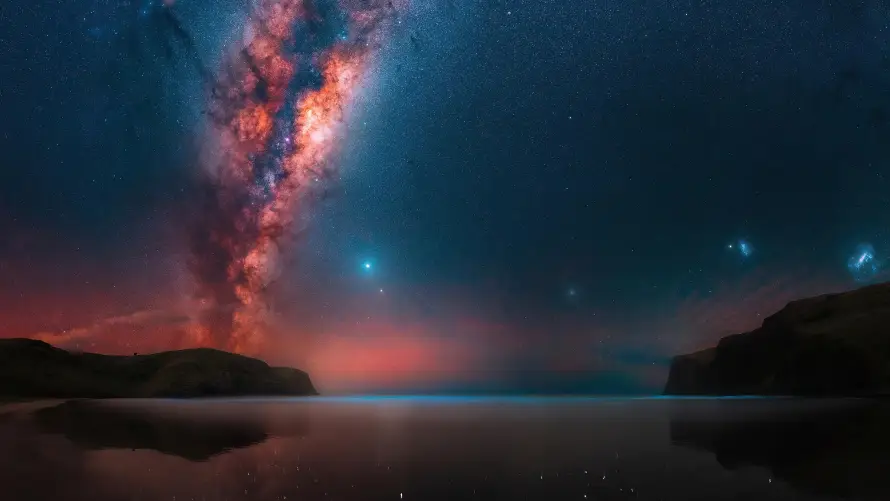 3k倒影壁纸-夜景 - 山脉-星云「哲风壁纸」