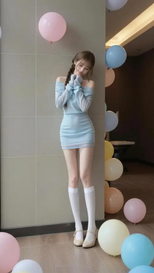 4k好看壁纸 - 室内 - 气球 - 美女「哲风壁纸」