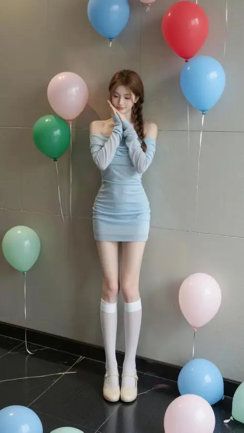 4k室内壁纸 - 气球 - 白鞋 - 美女「哲风壁纸」