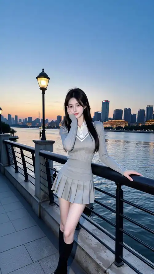 4k好看壁纸 - 江边 - 穿搭 - 美女「哲风壁纸」