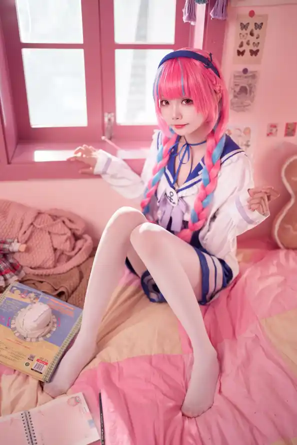 4k白丝壁纸 - 粉发 - cos - 水手服「哲风壁纸」