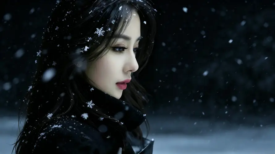 3k下雪壁纸-侧脸 - 冬季-好看「哲风壁纸」