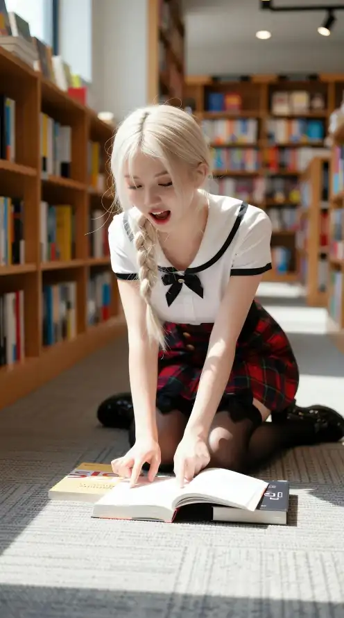 4k少女壁纸 - 格裙 - 甜美 - 看书「哲风壁纸」