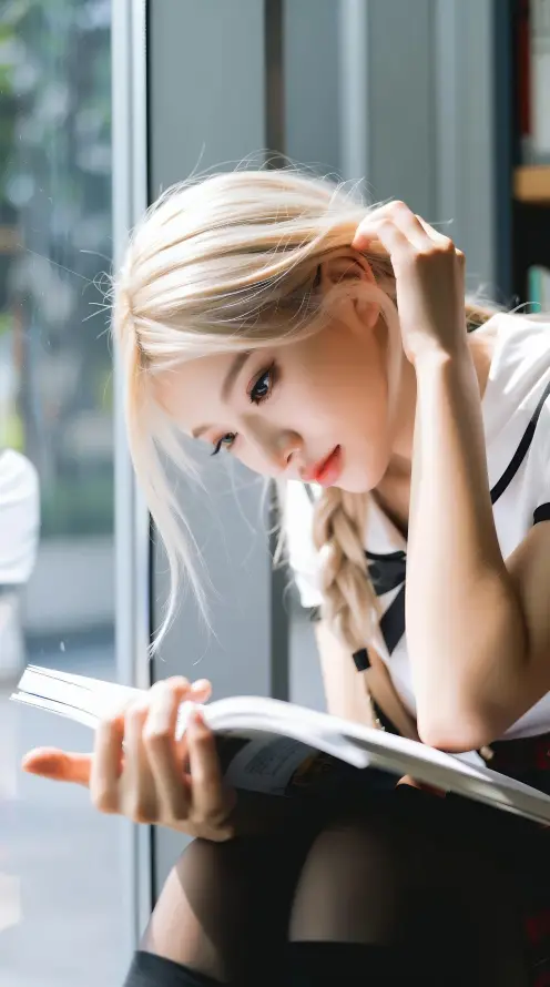 4k制服壁纸 - 少女 - 清纯 - 看书「哲风壁纸」