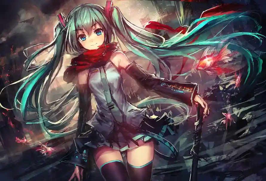2k动漫壁纸-少女 - 插画-绿发「哲风壁纸」